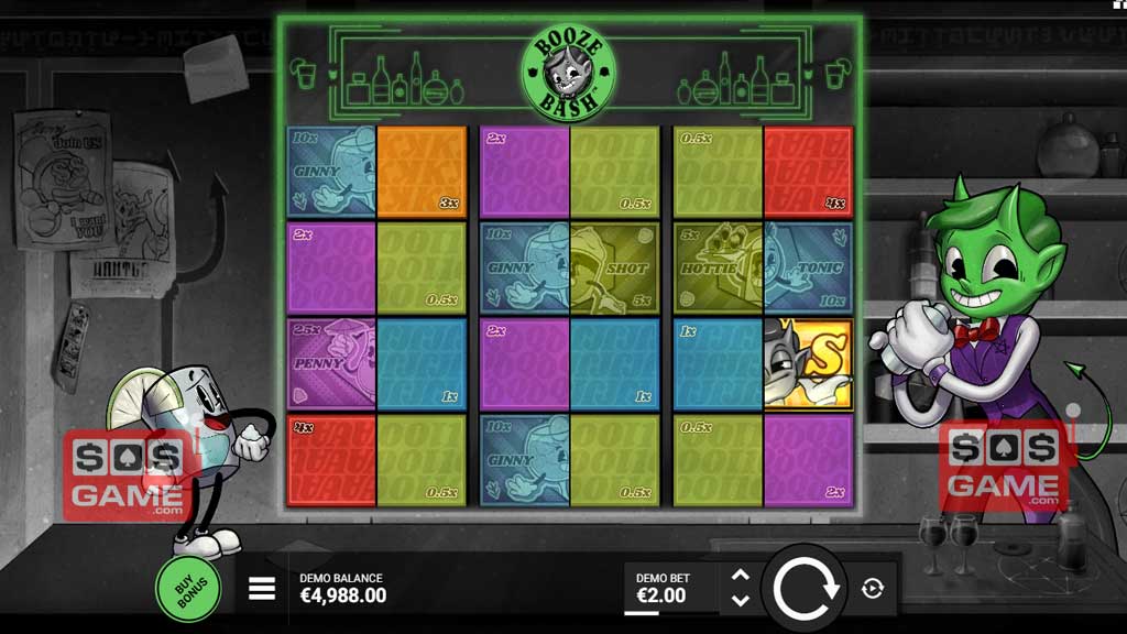 Screenshot of Booze Bash slot from Hacksaw Gaming Booze Bash