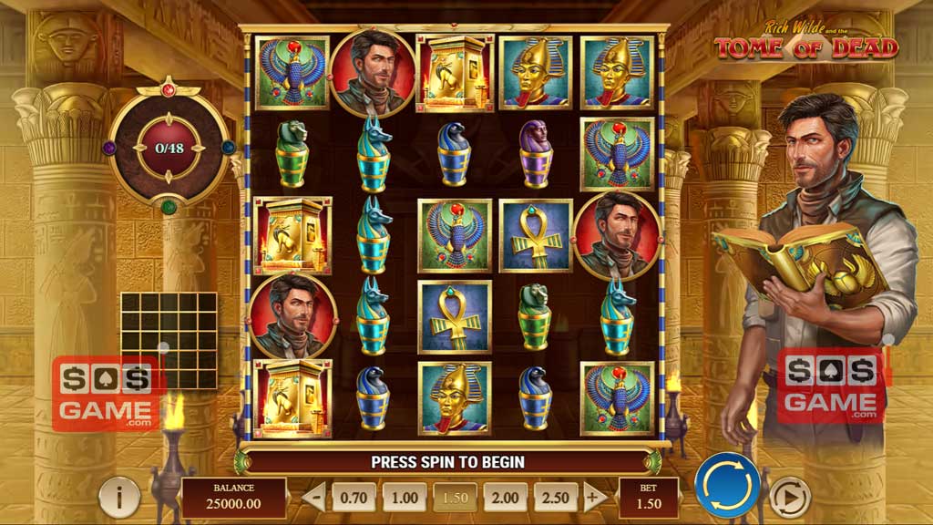 Screenshot of Rich Wilde and the Tome of Dead slot from Play’n GO Rich Wilde and the Tome of Dead